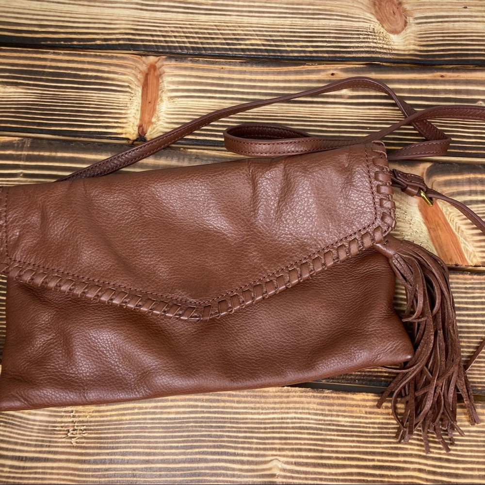 HOBO Brown Fringe Crossbody Purse